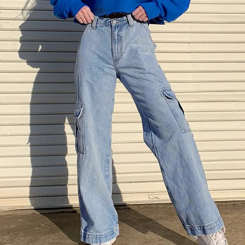 denim cargo jeans womens