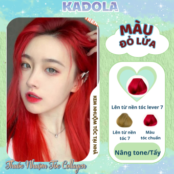 Thuốc Nhuộm Tóc Màu Đỏ Lửa KADOLA Nhuộm Siêu Dưỡng Tóc Tặng Phụ Kiện Nhuộm