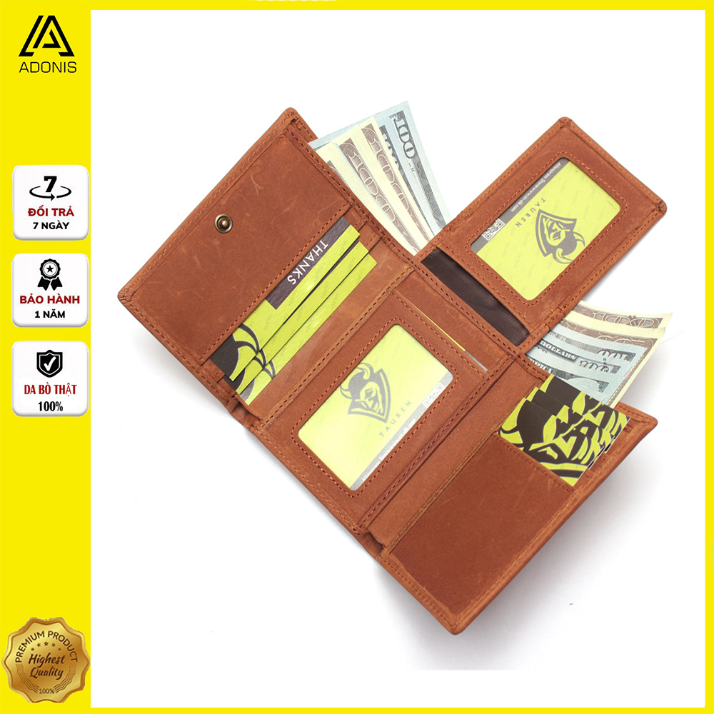 ví nam Ado 03, bóp nam gấp 3 nhỏ gọn, ví da nam da bò thật thiết kế nhiều ngăn đựng tiền đựng thẻ kiểu dáng nhỏ gọn bảo hàng 12 tháng - Ado Leather