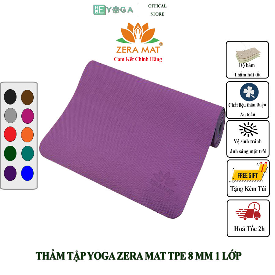 Thảm Tập Yoga Hebeyoga Zera Mat 8mm 1 Lớp Cao Cấp