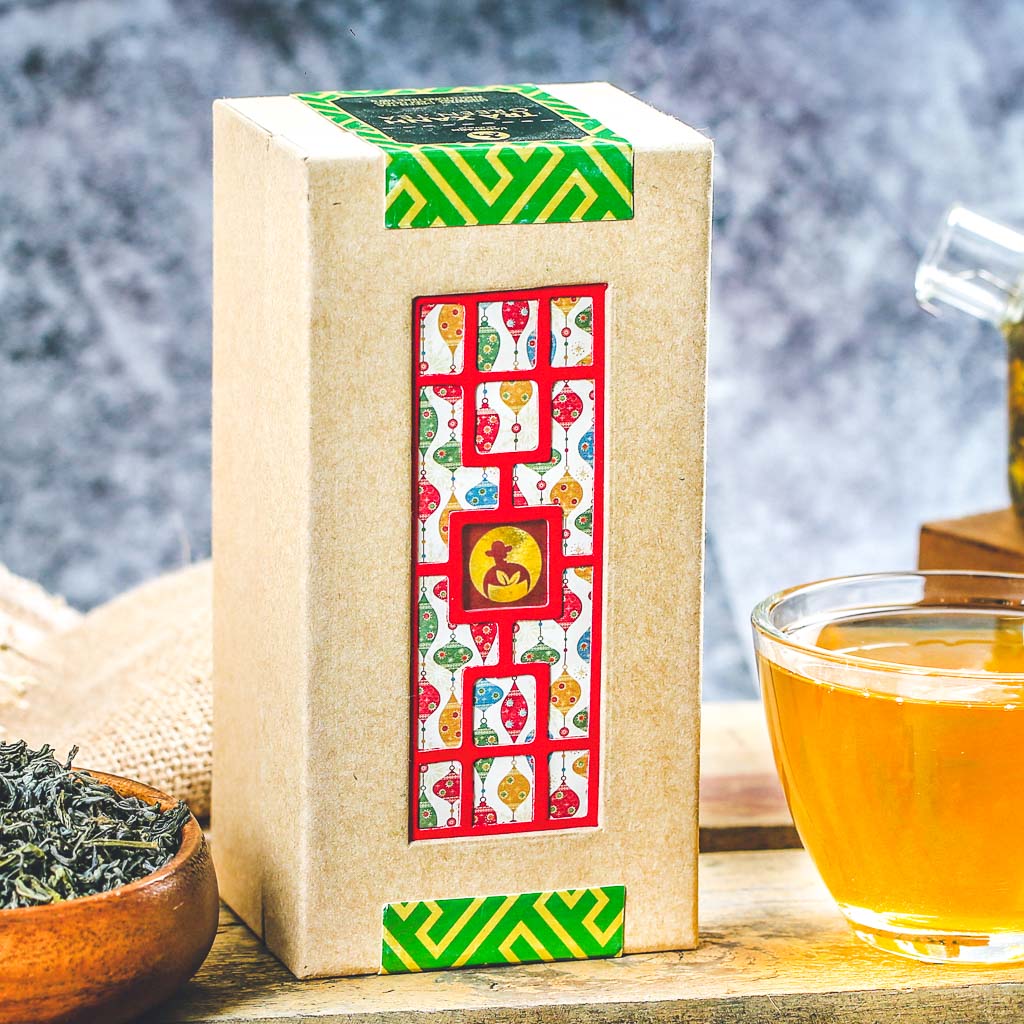  Trà xanh Langfarm 100g hộp mẫu cửa sổ đỏ 