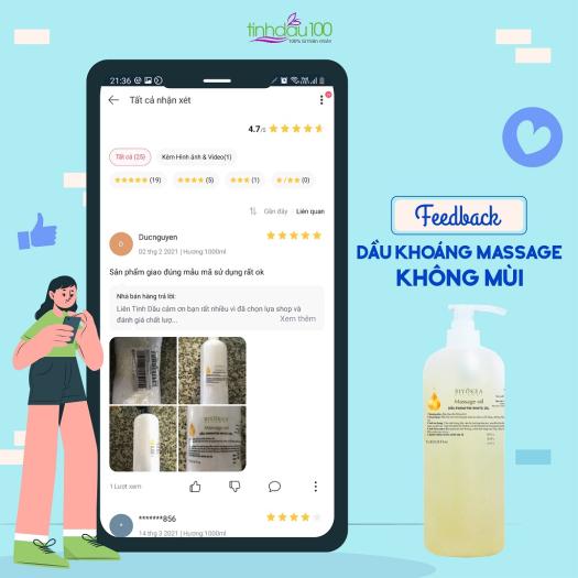 Dầu massage body Biyokea bôi trơn không mùi, không màu chuyên cho Spa chai 1 lít. Dầu matxa toàn thân, Yoni cho Nam, Nữ Tinh Dầu 100 Store