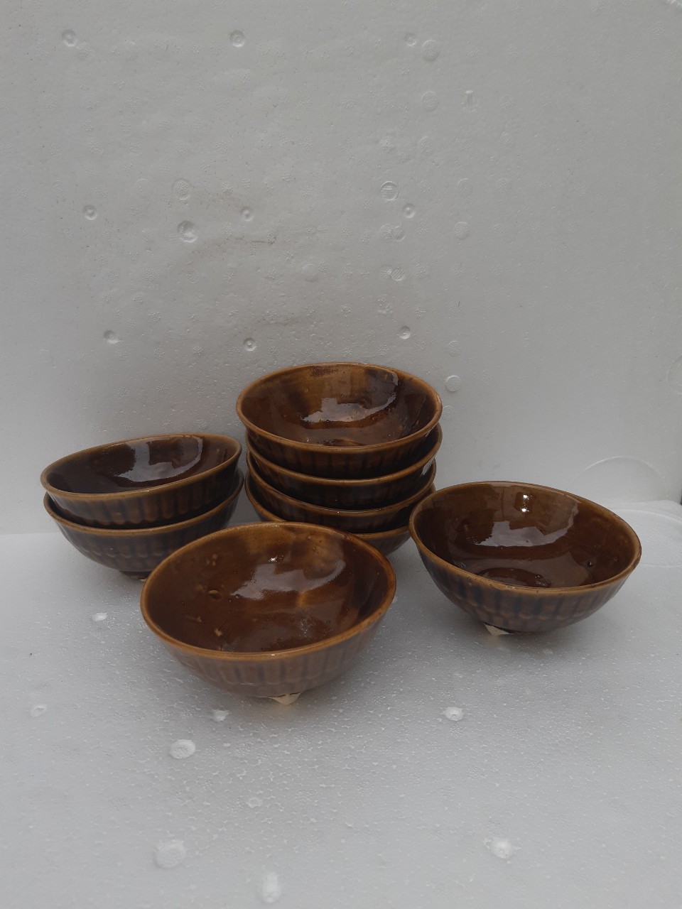 chén sành kiểu  xưa bí vàng 10 cái