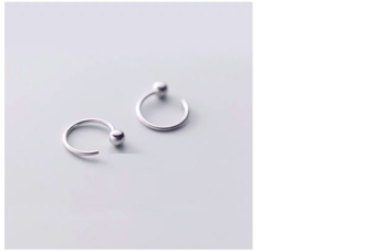 Khuyên tai bạc thời trang vòng bi, bông tai móc bi cá tính