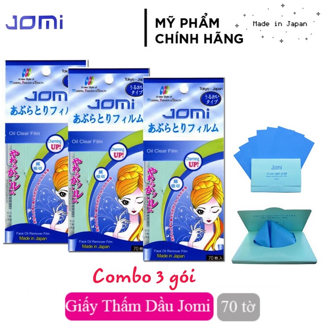 Combo 3 phim thấm dầu jomi mayan 70 tờ xanh - sản xuất tại nhật bản