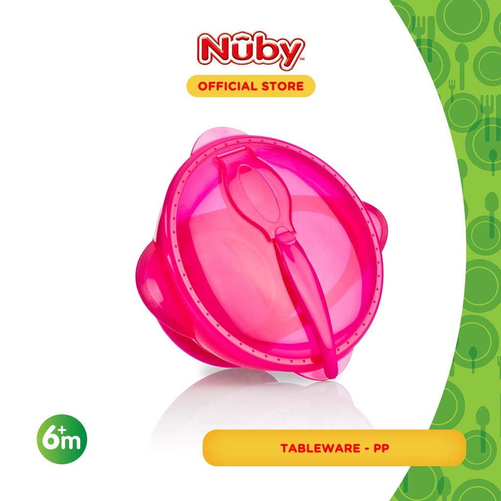 Nuby Garden Fresh Suction Bowl N Spoon Lid Pink