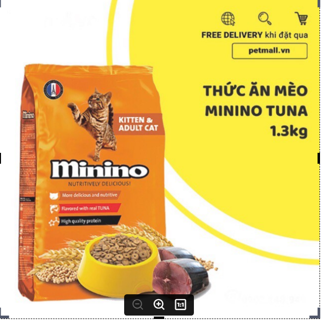 Thức ăn mèo minino tuna 1.3kg