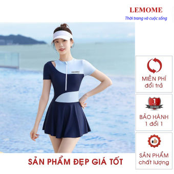 Đồ bơi nữ liền thân dáng váy có đệm ngực kiểu dáng thể thao vải mềm mại co giãn