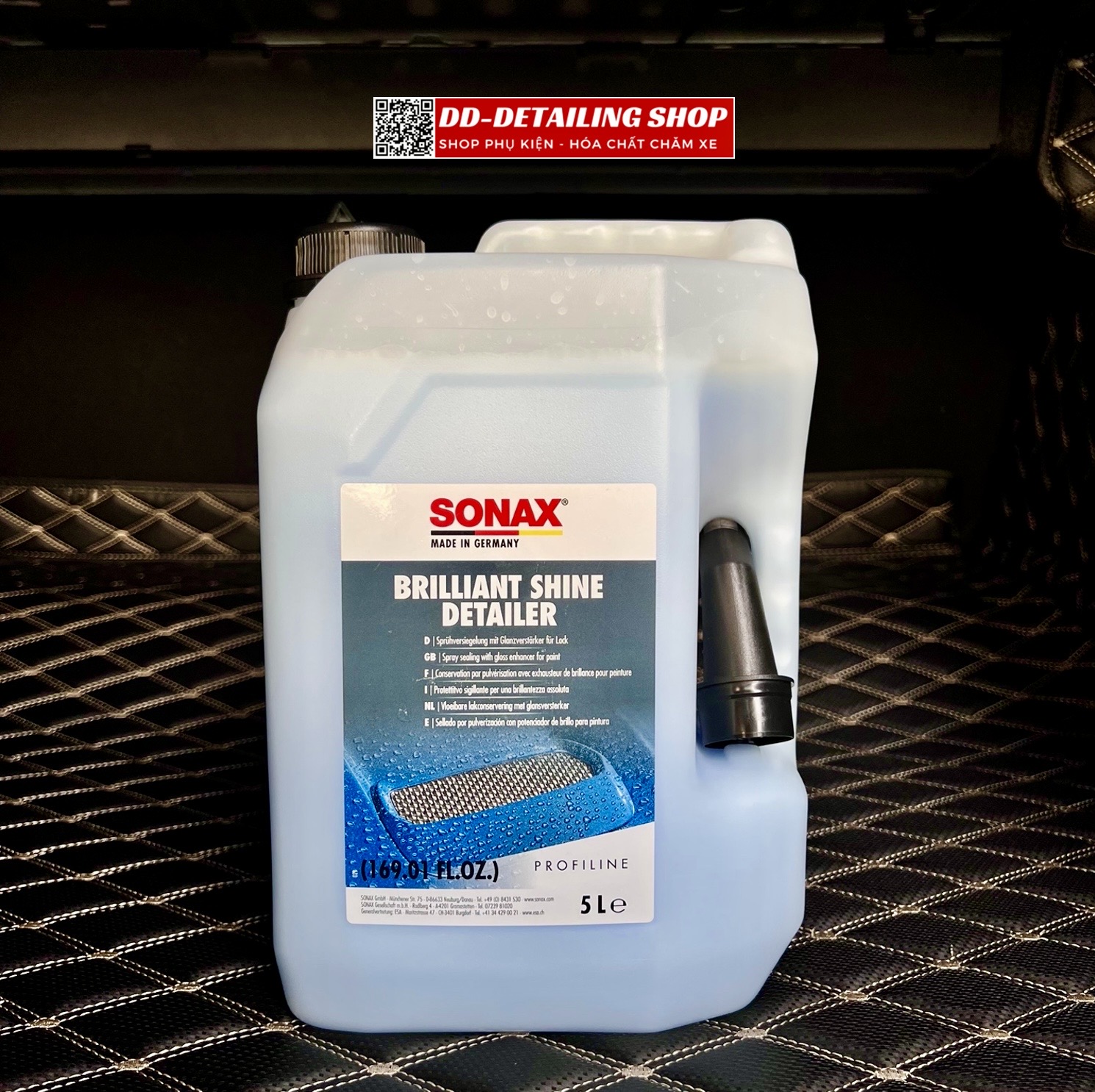 Can 5 Lít Wax Sonax Xtreme Brilliant Shine Detailer 287400 làm bóng nhanh rực rỡ màu sơn dùng cho xe ô tô, xe máy - Nhập Khẩu Đức xịt bóng sơn sonax can 5 lít, xịt bóng nhanh mặt sơn, bảo vệ mặt sơn, làm bóng sơn