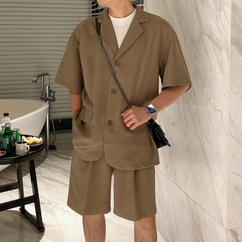 Set Blazer Nam ANYOUNG áo blazer nam tay lỡ form rộng kiểu dáng basic thời trang cao cấp hàn quốc SC04