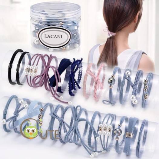 Dây buộc tóc mềm Hàn Quốc họa tiết mix nhiều màu tặng kèm hộp đựng giá rẻ