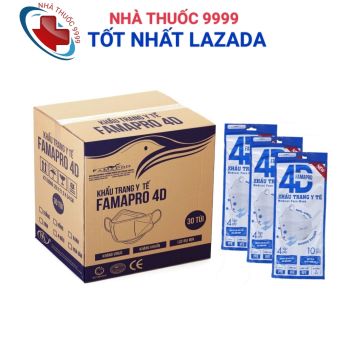 Thùng 300 cái khẩu trang 4D Famapro 4 lớp, khẩu trang kf94 4 lớp Famapro