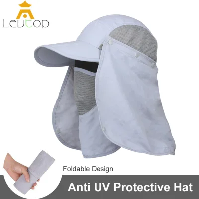LEVTOP Summer Sun Hat Foldable Sun Hat UV Protection Fishing Cap Quick-drying Hat 360°Outdoor Fishing Hat Large Basin Cap Removable Neck Face Flap Cover for Outdoor Activities (2)