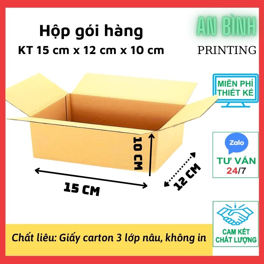[15x12x10cm]Thùng hộp carton đóng gói hàng, hộp ship code, hộp ship hàng, thùng hộp carton nhỏ , phụ kiện du lịch cứng cáp, dày dặn, Xương in An Bình