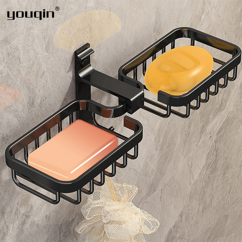 Youqin giá để miếng bọt biển chống rỉ cho đĩa xà phòng phòng phòng tắm giá để ráo nước màu đen kiểu bắc âu giá treo vòi nước bồn rửa giá treo giẻ gia dụng phụ kiện phòng tắm giá để đồ vệ sinh kệ đựng vòi nước giá đựng xà phòng