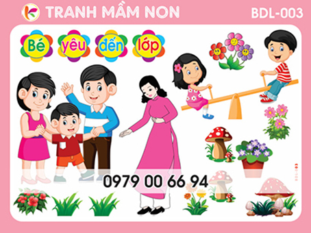 Decal mầm non - bé yêu đến lớp 003