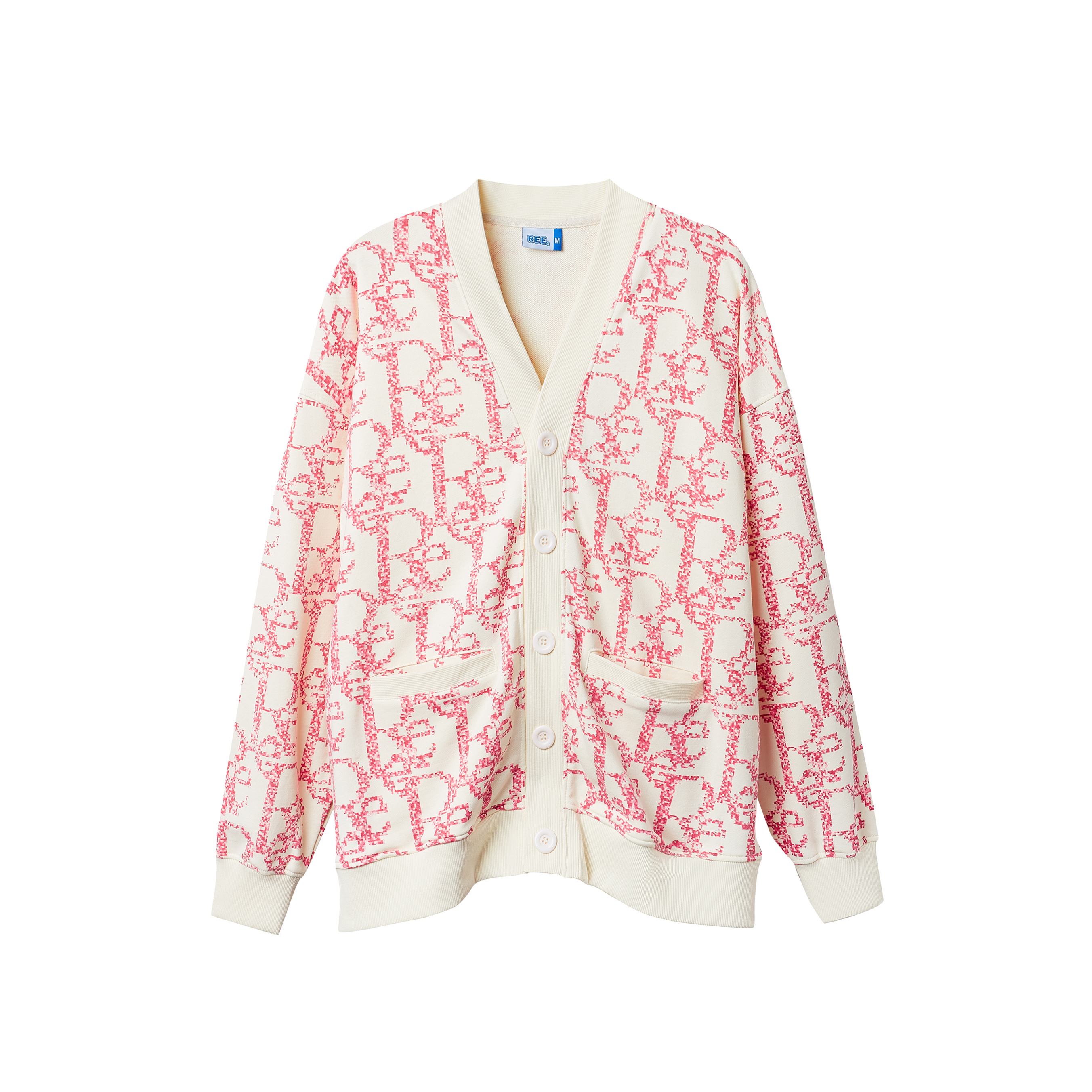Áo cardigan monogram pixel đỏ - vải chân cua