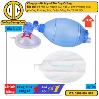 Bóng bóp Ambu cấp cứu oxy tập thở [người lớn, trẻ em]