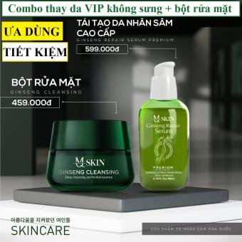Combo serum thay da nhân sâm VIP không sưng tinh chất tái tạo MQ SKIN + Bột rửa mặt nhụy hoa nghệ tây mẫu mới hàng chính hãng