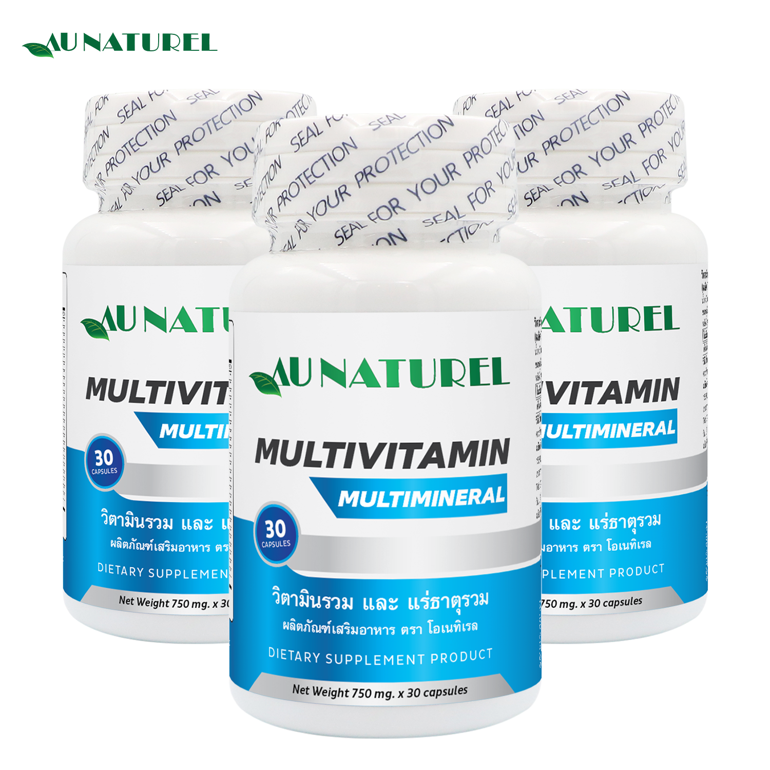 [Pack of 3 Bottles, Great Value] Multivitamins and Multiminerals Au Naturel Multivitamin & Multimineral Vitamin a B1 B2 B3 B5 B6 B7 B9 B12 Zinc