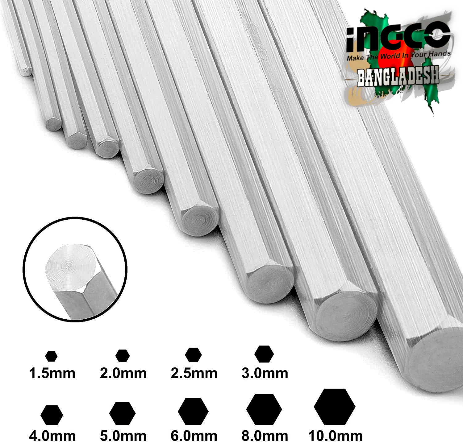 Hex Key 9 Pcs Long Arm Ingco hhk11091