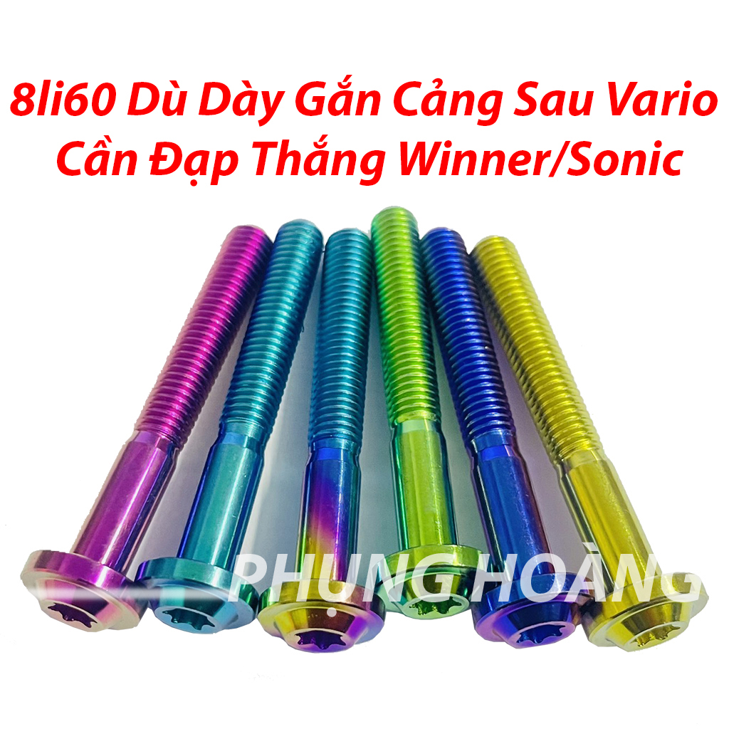 Ốc titan gr5 8li60 dù dày gắn cảng sau vario,cần đạp thắng winner/sonic.-phs