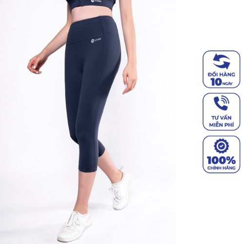 Quần legging lửng all day livan sport co dãn 4 chiều - màu xanh tím than