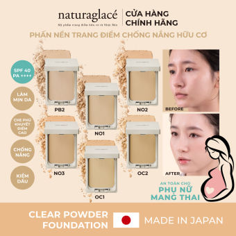 Phấn nền trang điểm naturaglacé che phủ, kiềm dầu, chống nắng SPF40 PA++++, chuẩn hữu cơ Nhật Bản, an toàn cho da nhạy cảm và mẹ bầu, 11g