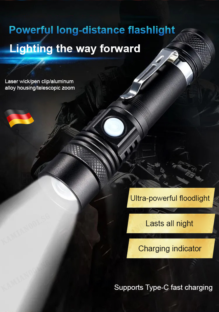 High Power 80W M80 LED Flashlight Super Bright Spotlight Long