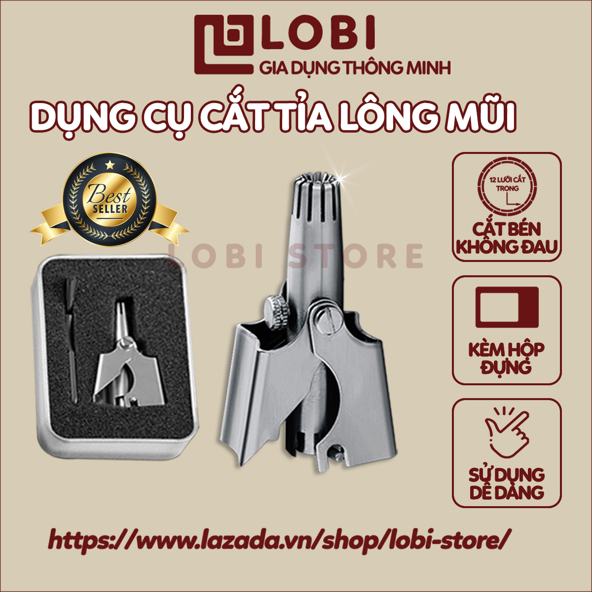 Máy tỉa lông mũi Máy cắt lông mũi không đau kèm hộp đựng, Dụng cụ cắt tỉa lông mũi bằng thép không gỉ cắt lông mũi nhanh không đau
