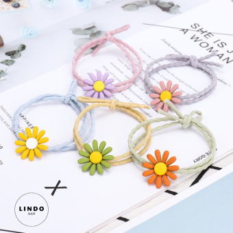 Dây Cột Tóc Hoa Cúc Xinh Xắn LINDO - Dây Buộc Tóc Thời Trang Nữ Phong Cách Hàn Quốc