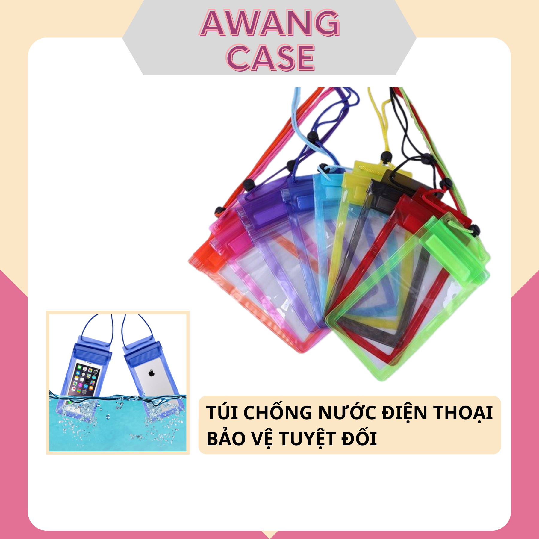 Túi Chống Nước Điện Thoại Đi Biển Đi Bơi Đi Mưa Cho Các Dòng Điện Thoại