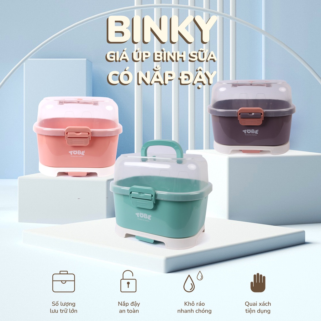 Giá Úp Bình Sữa Tiệt Trùng Có Lắp Đậy Binky - Khay úp bình cao cấp chính hãng ToBé an toàn vệ sinh cho bé
