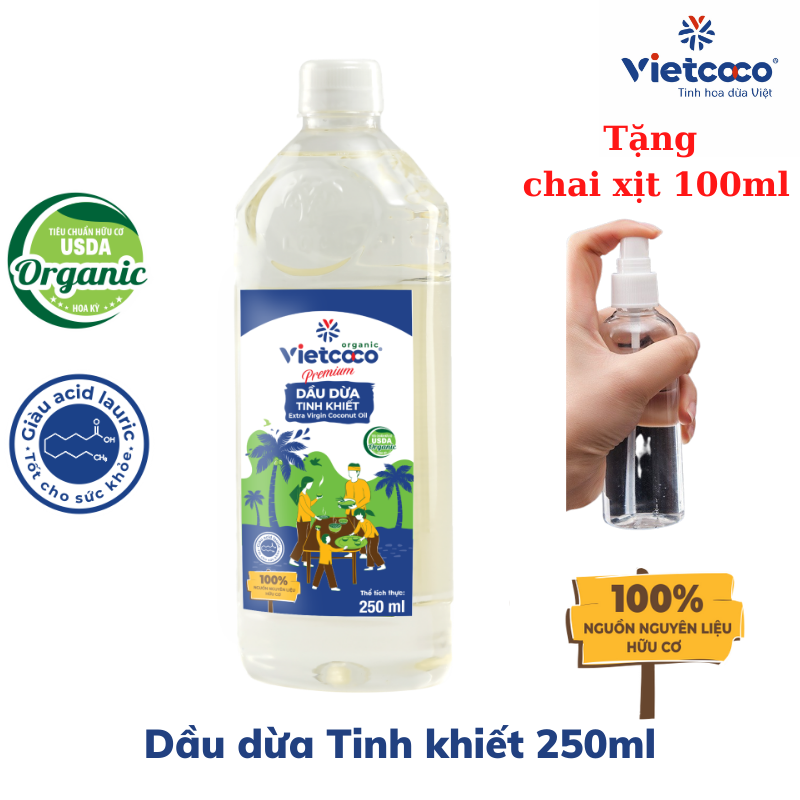 Dầu dừa tinh khiết Vietcoco chai Pet 250ml
