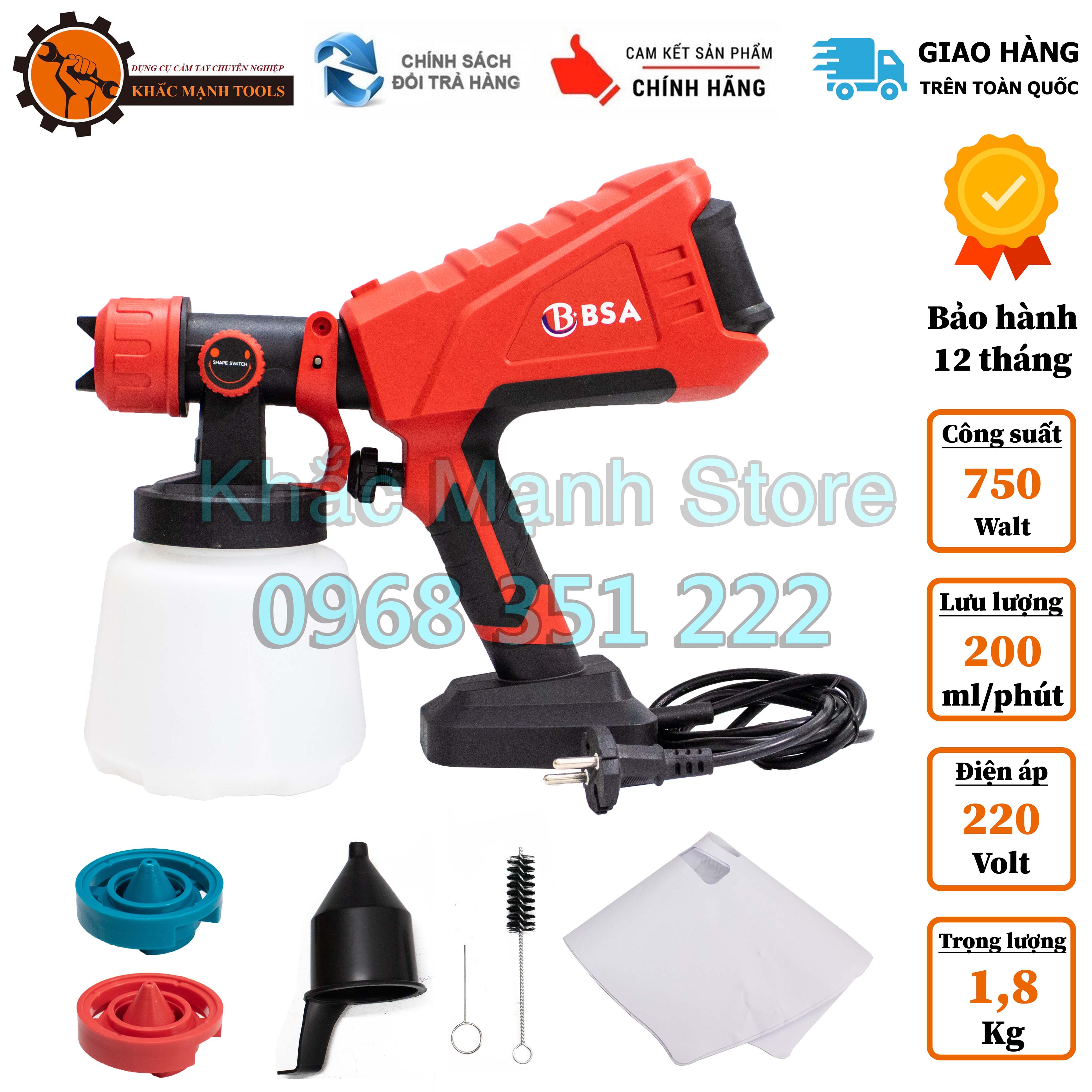Máy phun sơn cầm tay - dùng điện 220v công suất 750w