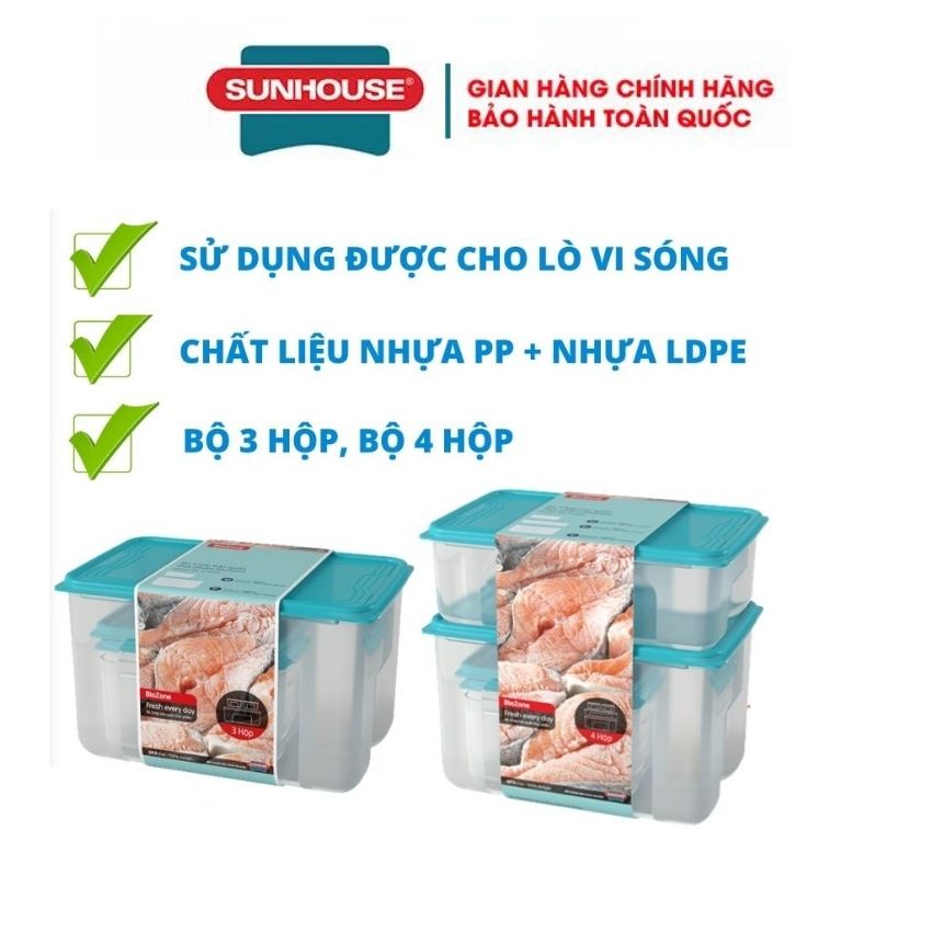 Bộ 3 và 4 hộp nhựa đựng thực phẩm Nhập Khẩu Biozone 2700ml 1100ml 500ml 500ml hộp trữ đông hộp bảo quản thực phẩm tủ lạnh hộp đựng thực phẩm hộp lock&lock hộp đựng cơm giữ nhiệt