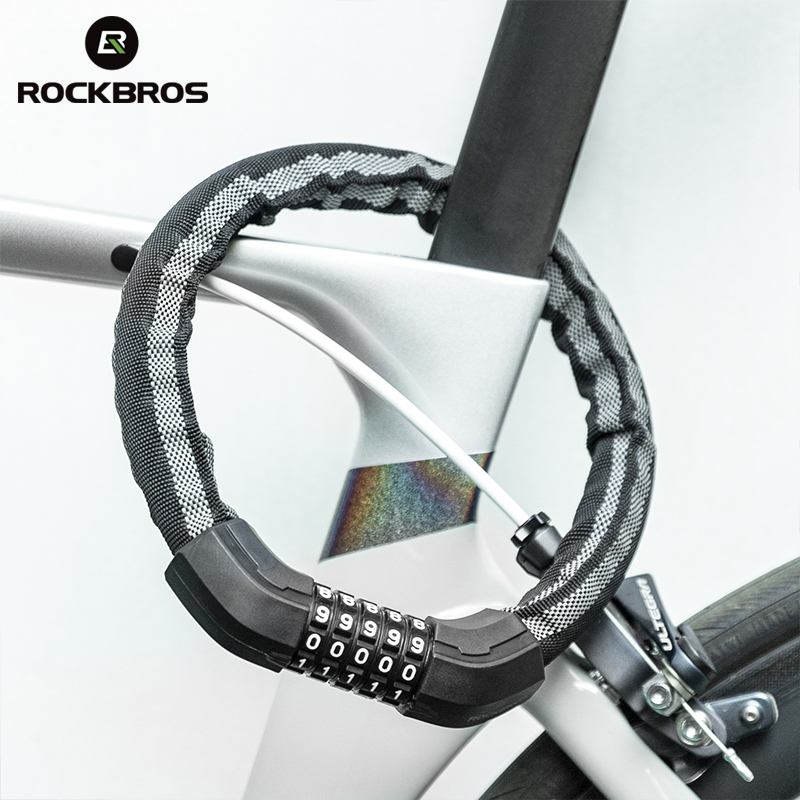Rockbros khóa xe đạp khóa cáp xe máy phản quang khóa mật khẩu xe đạp điện cầm tay chống trộm khóa thép bền đa năng phụ kiện xe đạp