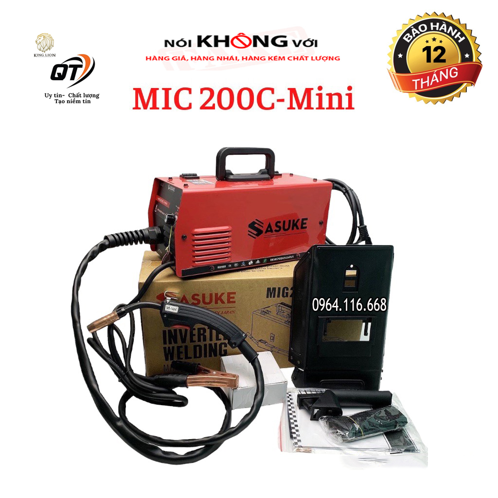 Máy hàn mig 200c mini sasuke - tặng cuộn dây hàn mig loại 1kg - bảo hành 1 năm