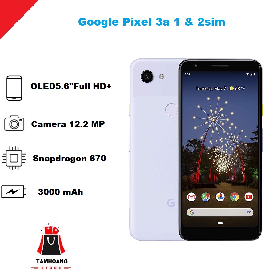 Điện thoại pixel 3a quốc tế 1&2 sim, đẹp 98,99% oled5.6"full hd+ - tamhoang
