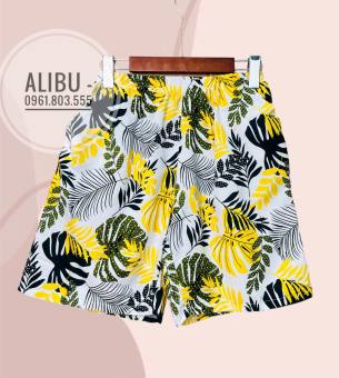 Quần đùi sơ mi hoa quả họa tiết đi biển gia đình đồ bơi du lịch vải kate thái - MAC boutique