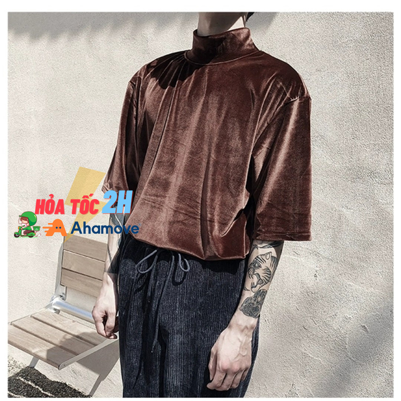 [HCM]Áo nhung nam cổ lọ tay lỡ phong cách sang trọng, bóng bẩy - Lay Unisex