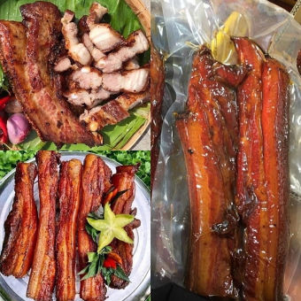 Thịt Lợn Đen Ba Chỉ Hun Khói Hà Giang - Thịt Lợn Hun Khói Tây Bắc chuẩn vị thơm ngon - Gói 1kg