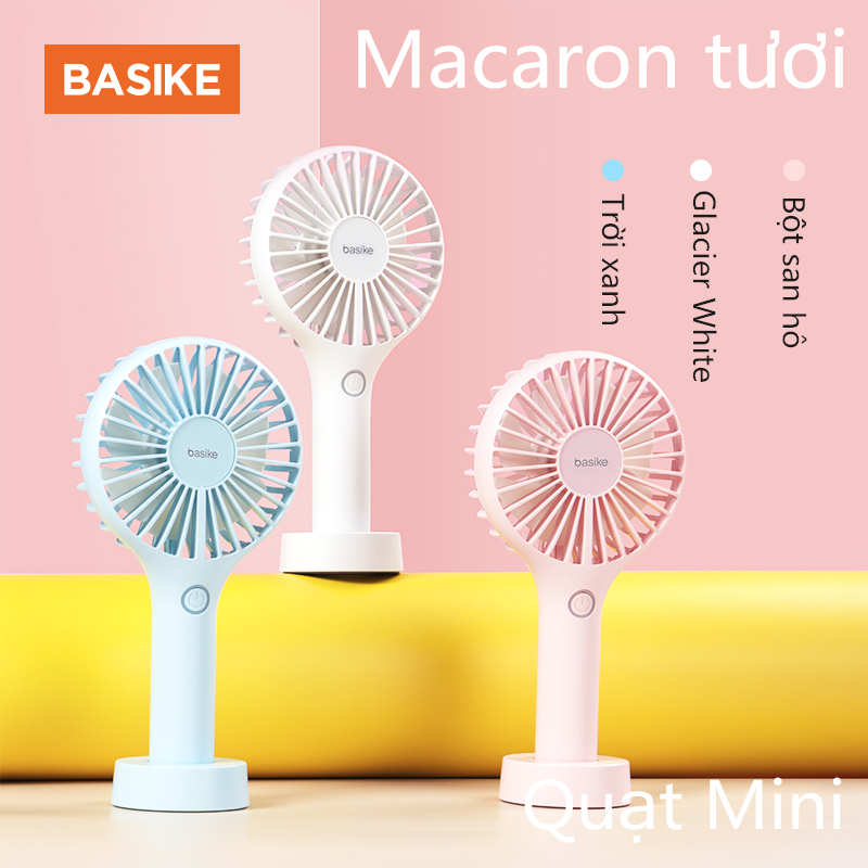 BASIKE Chất lượng cao Quạt mini cầm tay Quạt USB Quạt di động có thể sạc lại Bảng điều khiển trò chơi tích hợp Pin mỏng nhỏ gọn Mini màu hồng trắng