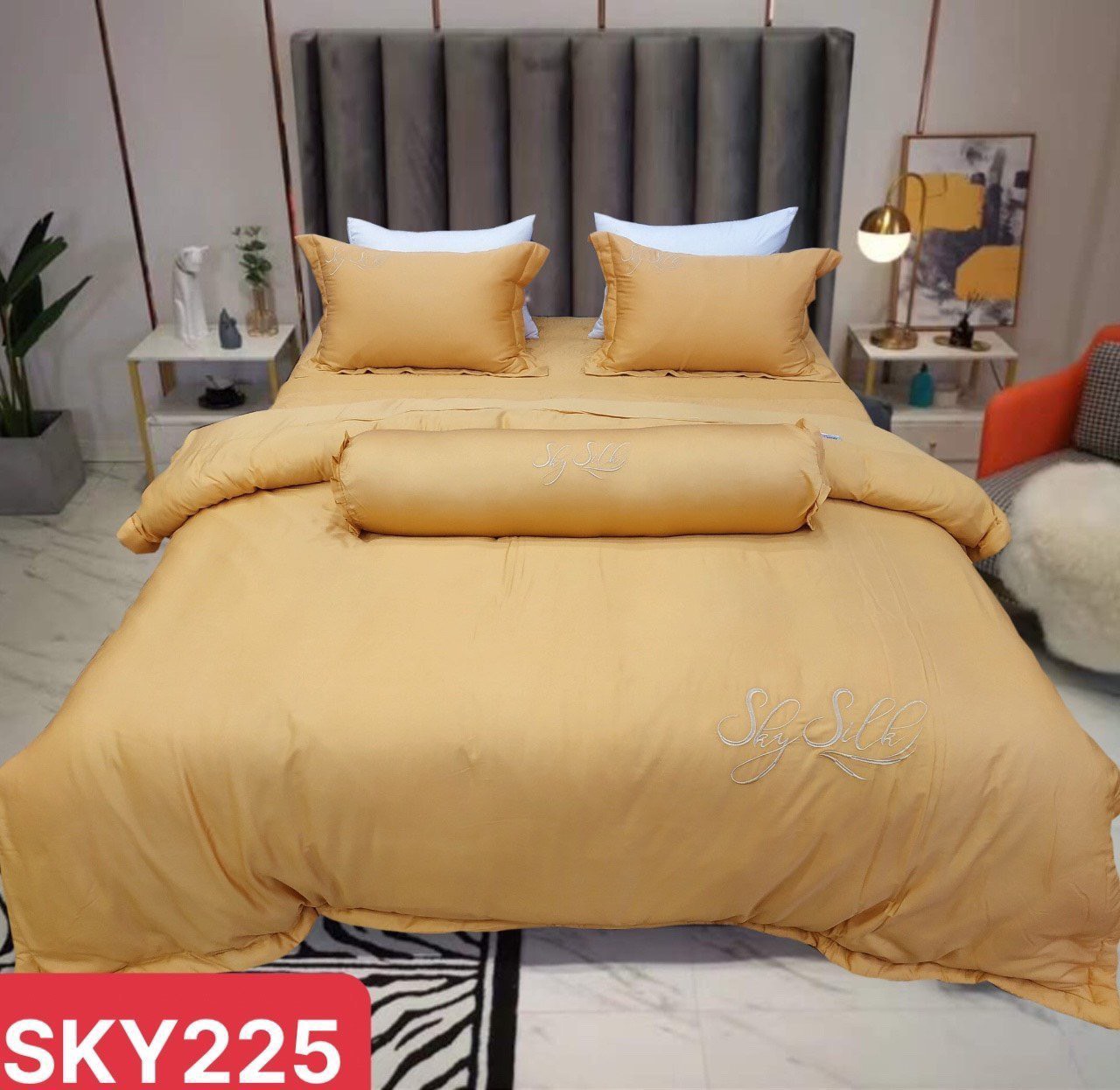 Bộ chăn ga gối lụa pyeoda sky 5 món