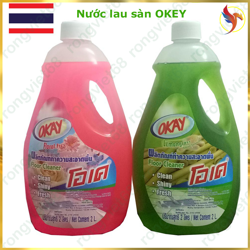 Nước lau sàn okay 2 lit nước lau sàn đậm đặc - nhập khẩu thái lan - nước lau sàn hương sả, nước lau sàn hương hoa