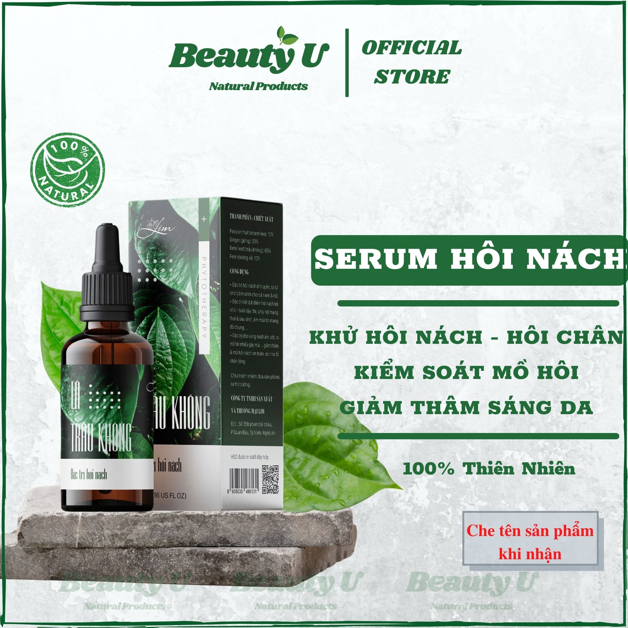 Serum khử mùi hôi nách lá trầu không lim - khử mùi hôi nách , hôi chân , cơ thể , giảm thâm nách , khô thoáng hương thơm tự nhiên