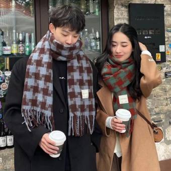 Khăn Len Quàng Cổ Nam Nữ Khăn Len Đôi Quàng Cổ Nam Nữ Khăn Len Quàng Cổ Nam Nữ Khăn Kẻ Caro Hàn Quốc Khăn Choàng Len Cam