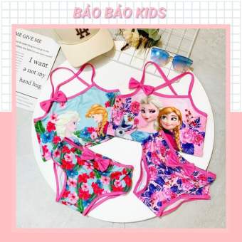 Đồ bơi Bikini 2 mảnh cho bé gái hoạ tiết công chúa Elsa từ 8 đến 28kg