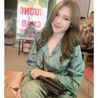 Bộ Đồ Ngủ Pijama Lụa Gấm Áo Tay Dài