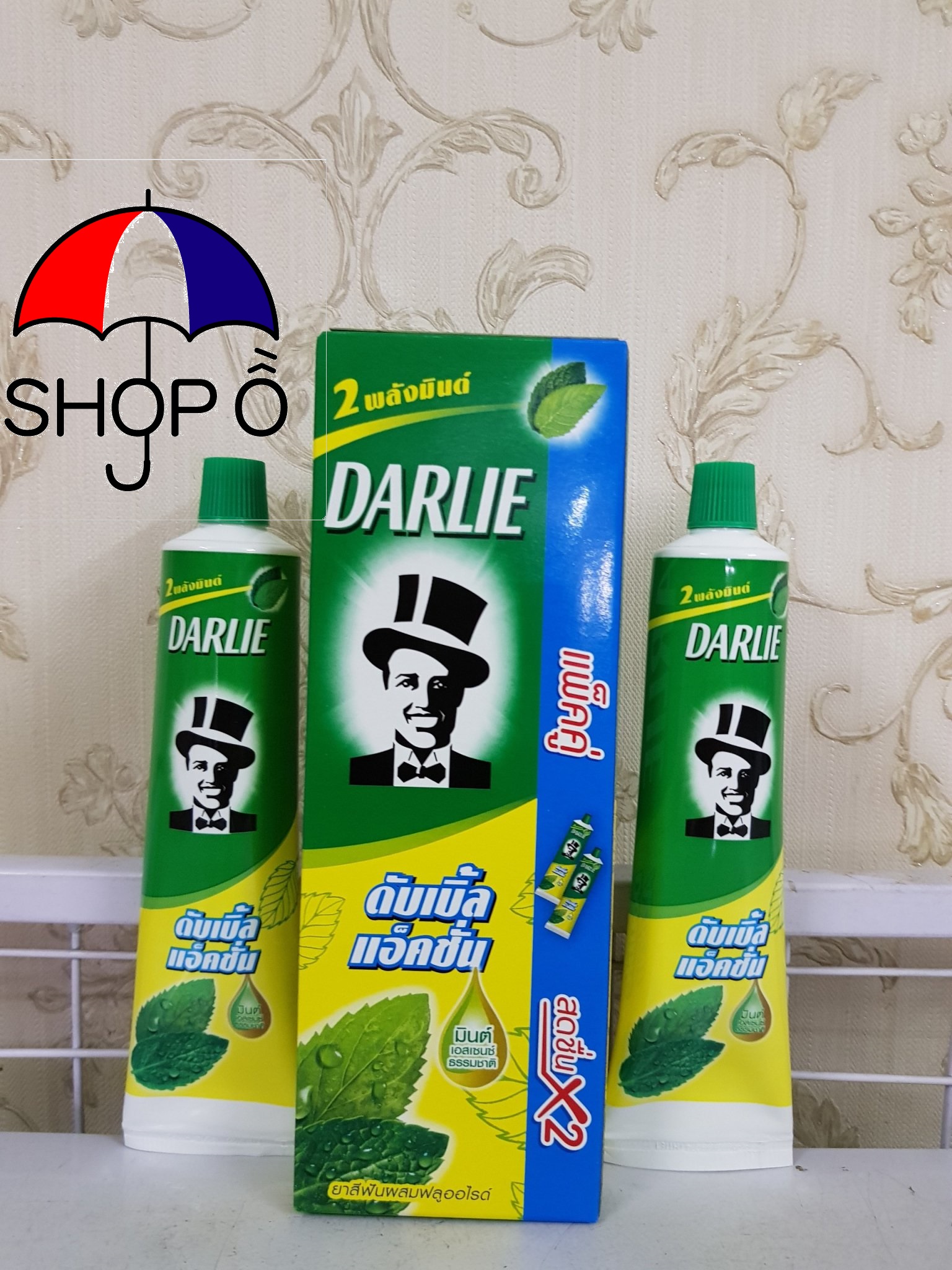 [HCM]Kem đánh răng ông già Darlie Thái -Hộp 2 tuýp hương bạc hà thơm mát lạnh